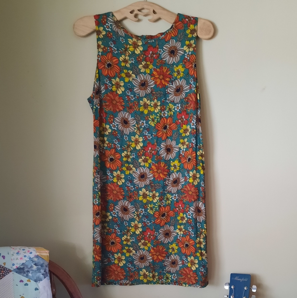 APRICOT Orange Yellow Sleeveless Crew Neck Mini Dress